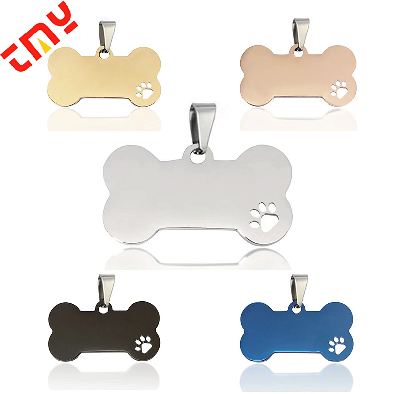 Custom Deep Engraved Blanks 3 D Bone Shape  Stainless Steel Pet Cat Dog Id  Tag For Engraving