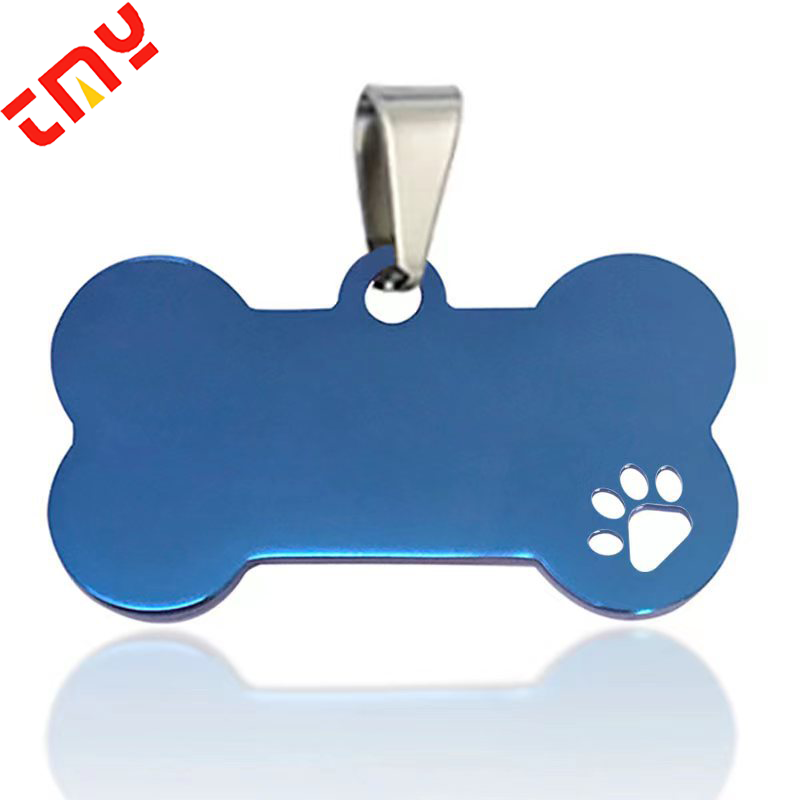 Custom Deep Engraved Blanks 3 D Bone Shape  Stainless Steel Pet Cat Dog Id  Tag For Engraving