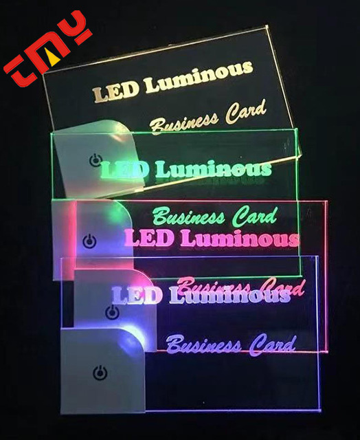 High Quality Luxury Customized Acrylic Glow Thank You Card Laser Printing Design Logo Unique Light Up LED Business Card