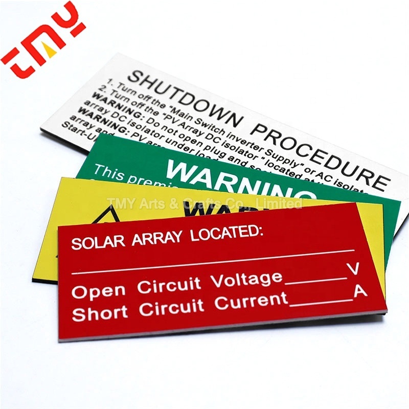 Wholesale High Voltage Pv Warning Safety Strong Self-Adhesive Engraved Plastic Abs Solar System Panels Warning Label Kit Tag