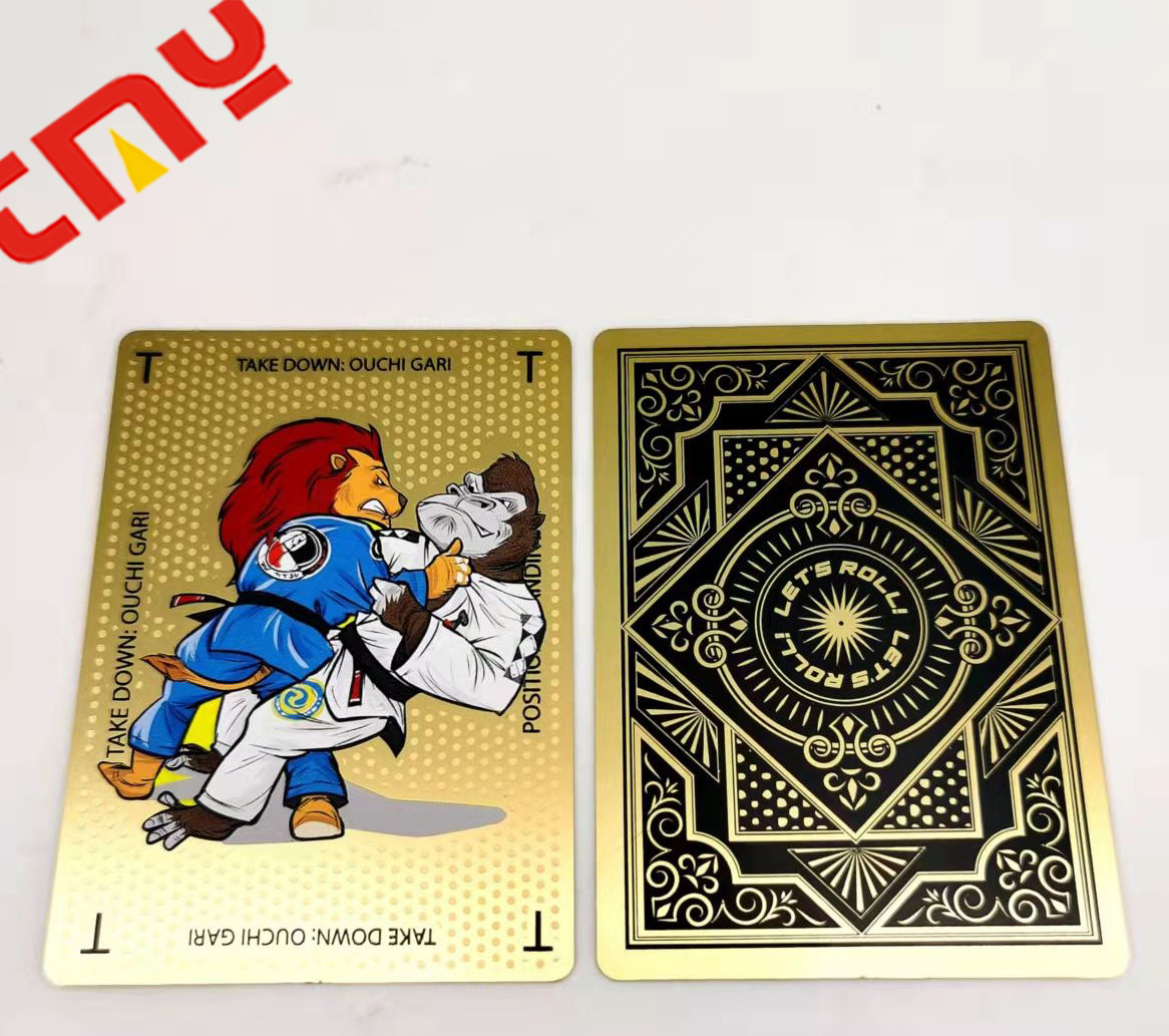 New Edition Wholesale Customized Anime Cartoon Gold Stainless Steel Metal Playing Card