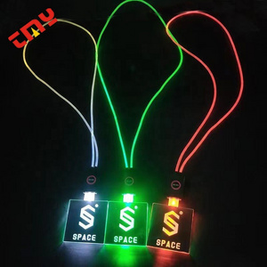 High Quality Luminous ID Card Acrylic Light Up Badge Customized Logo Name Badge Holder With Lanyard