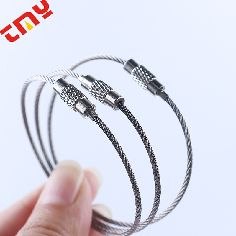 Stainless Steel Wire Rope 304 Key Chains Accessories Hanging Ring multi-functional Round lock Key Ring For  luggage tag