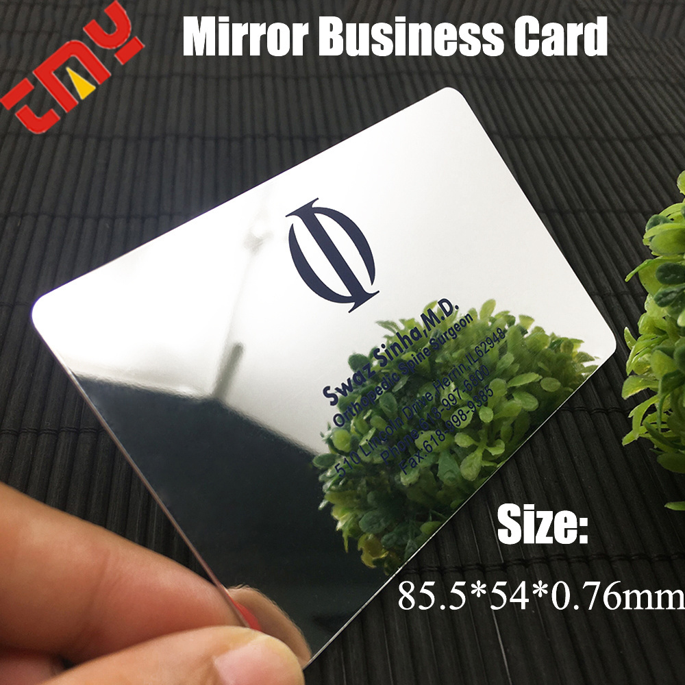 Luxury High Quality Blank Custom Print Design Gold Foil Die Cut Pvc  Plastic Mirror Business Card With Logo