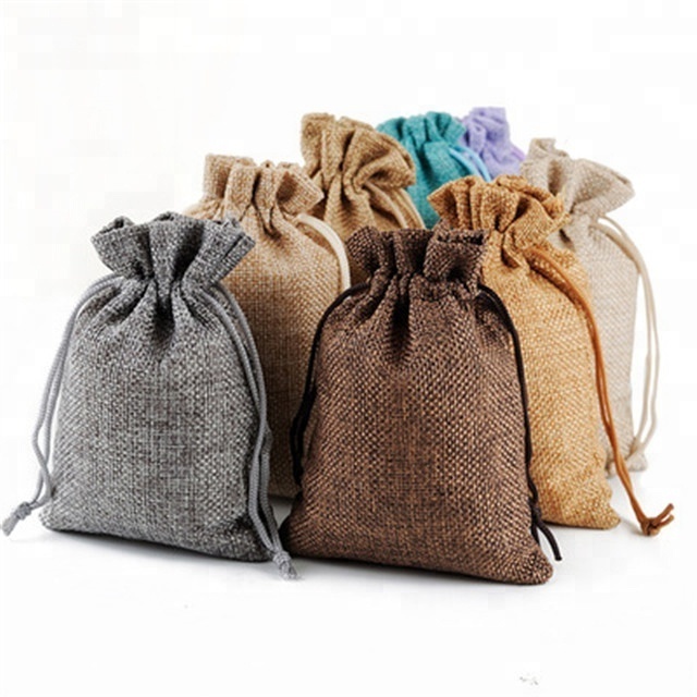 Wholesale 10x14cm Jute Burlap Pouch Perfume Satchel Packing Drawstring Bags Recyclable