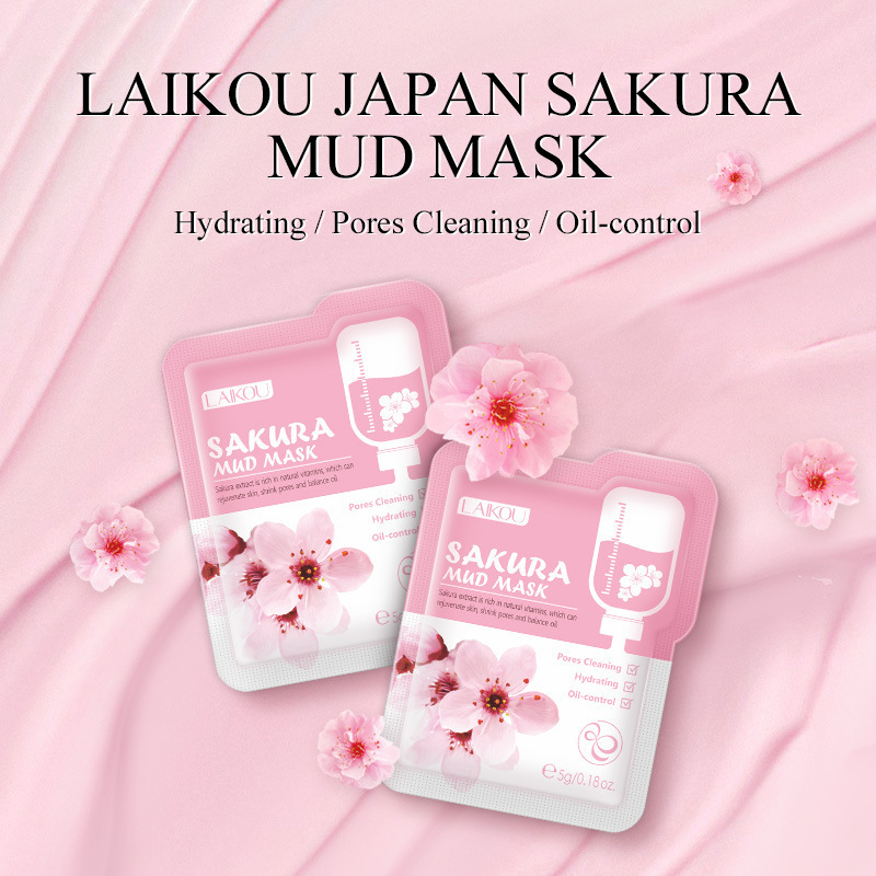 Japan Sakura Mud Face Mask Cleansing Whitening Moisturizing Oil-Control Anti-Aging Clay Mask Packs Facial Skin Care 12 pcs/1 bag