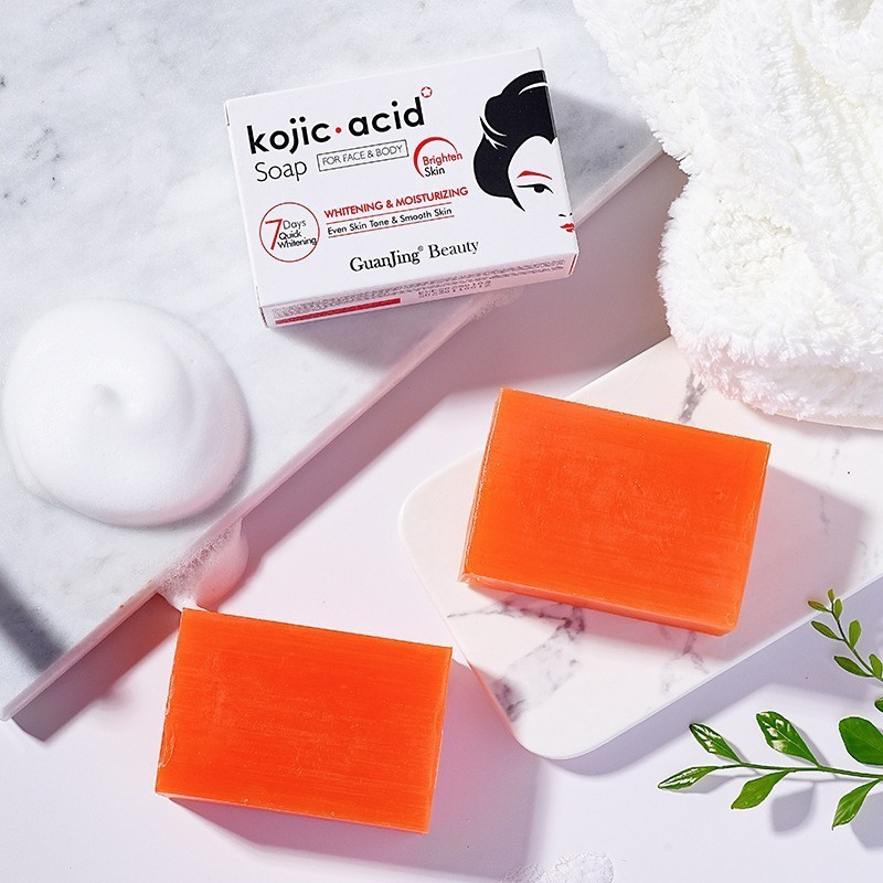 Kojie San Skin Lightening Soap Handmade Whitening Soap Bleaching Kojic Acid Glycerin Soap Deep Cleaning Brighten Skin 120g