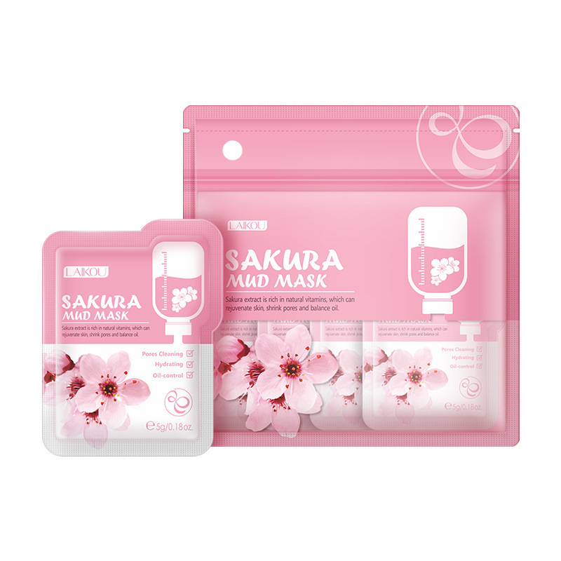 Japan Sakura Mud Face Mask Cleansing Whitening Moisturizing Oil-Control Anti-Aging Clay Mask Packs Facial Skin Care 12 pcs/1 bag