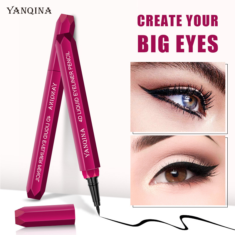 YANQINA Waterproof Eyeliner 4D Cool Black Quick-drying Non-fading Makeup Rose Red Liquid Eyeliner