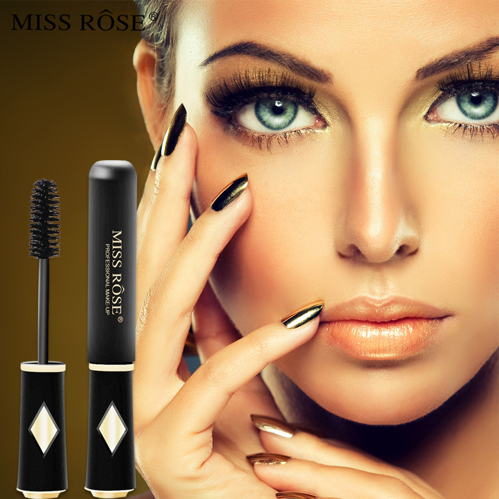 MISS ROSE 3D Mascara Lengthening Black Lash Eyelash Extension Eye Lashes Brush Beauty Makeup Long-wearing Gold Color Mascara