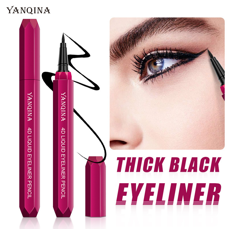 YANQINA Waterproof Eyeliner 4D Cool Black Quick-drying Non-fading Makeup Rose Red Liquid Eyeliner