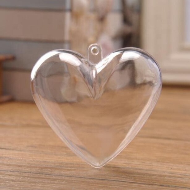 100mm Clear Plastic Christmas Acrylic Heart Shape Ball Box Ornament