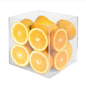 Clear Plastic Fruit Container Acrylic Storage Display Box Crystal Cube