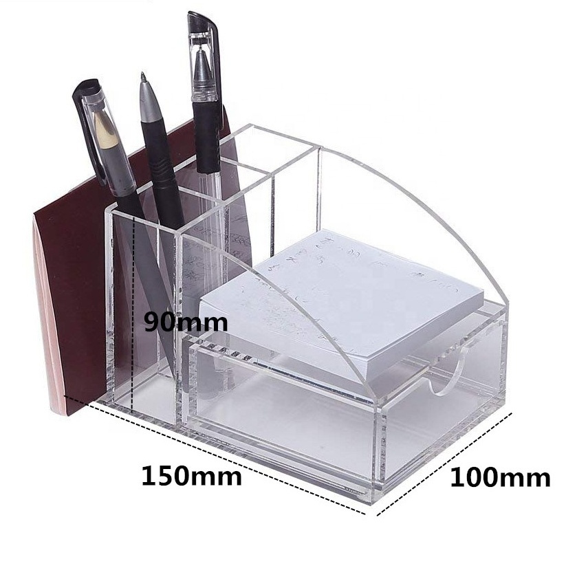 Acrylic Plastic Office Pen Holder Storage Desk Pen Pencil Cup with Office Organizer