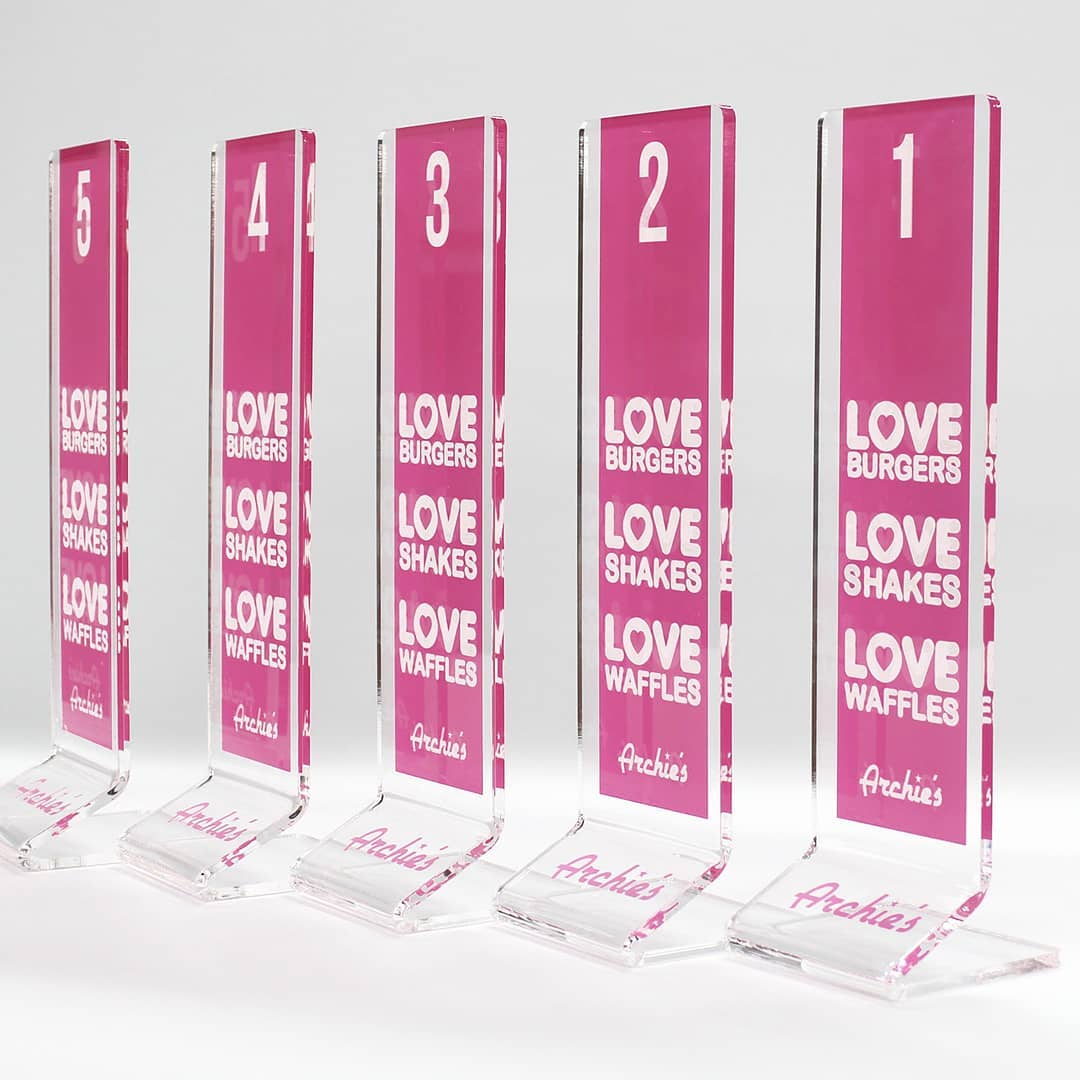 Custom print Clear acrylic table numbers display stand for wedding