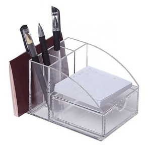 Acrylic Plastic Office Pen Holder Storage Desk Pen Pencil Cup with Office Organizer