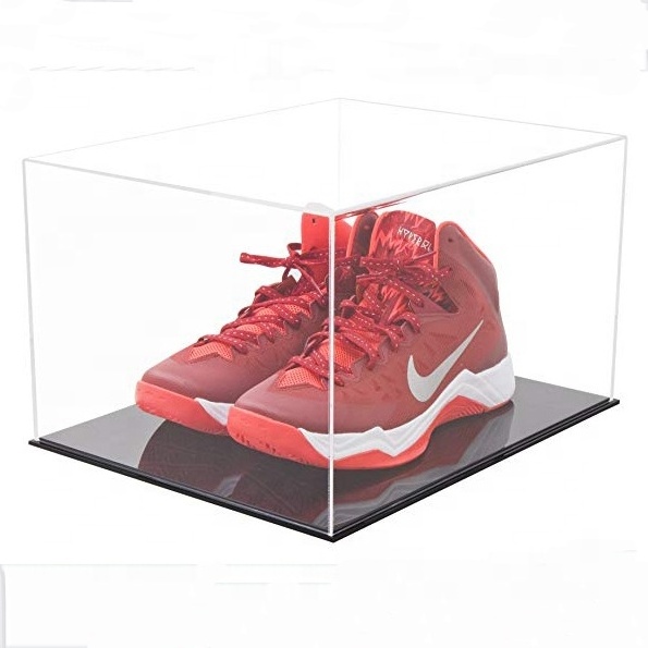 Acrylic Display Box Countertop Clear Acrylic Shoe Display Case With Black Base