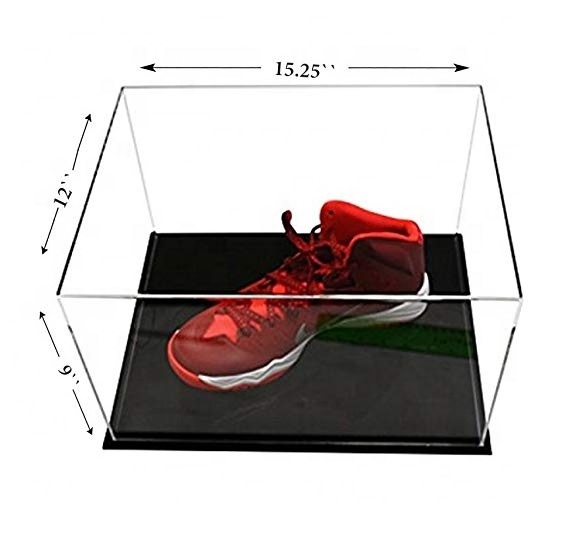 Acrylic Display Box Countertop Clear Acrylic Shoe Display Case With Black Base