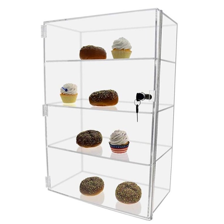 Custom locking clear acrylic display case cake display cabinet