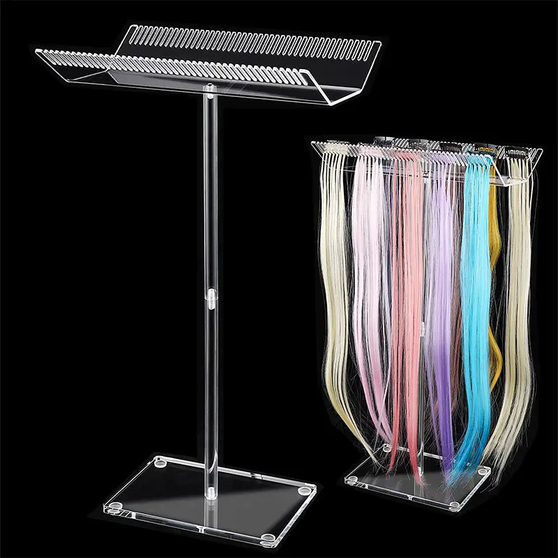 Double Sided Acrylic Wig Display Holder Clear Acrylic Hair Separator Stand Styling Tool Lucite Hair Extension Stand