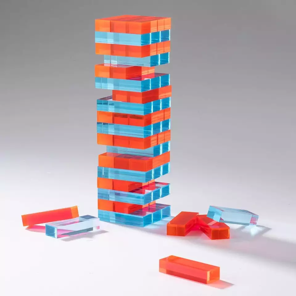 Colorful Acrylic Stacking Tumbling Tower Plexiglass Building Block Tower Game Lucite Jumbling Tower Board Games