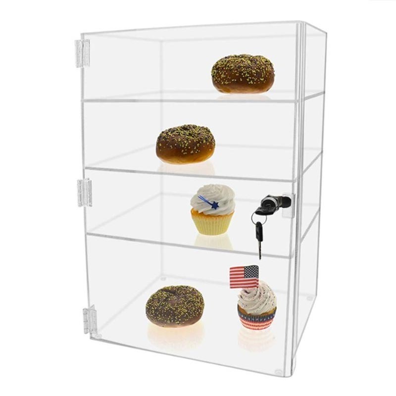 Custom locking clear acrylic display case cake display cabinet