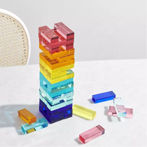 Colorful Acrylic Stacking Tumbling Tower Plexiglass Building Block Tower Game Lucite Jumbling Tower Board Games