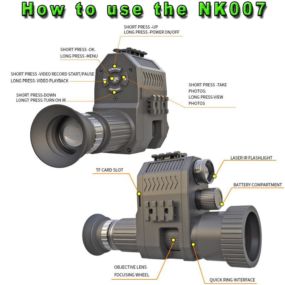 Factory direct high quality 240*240  1.3 inch TFT screen NK007S-1 monocular night vision device  for sale