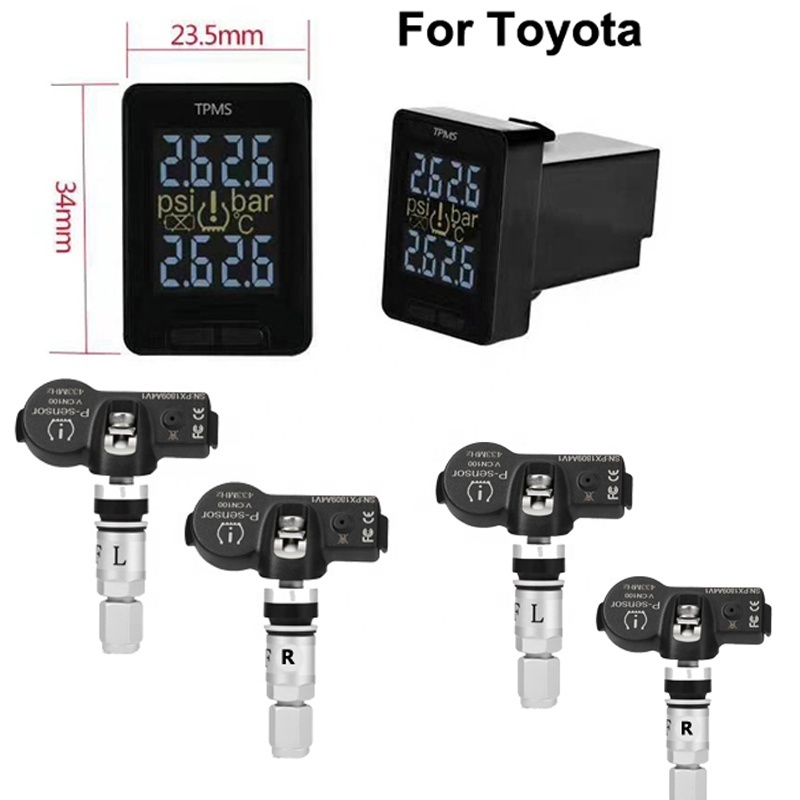 Car TPMS Tire Pressure Monitor System for Toy0ta Temperature Real-time Monitoring 4Pcs External Internal Tyre Sensor Save Fuel