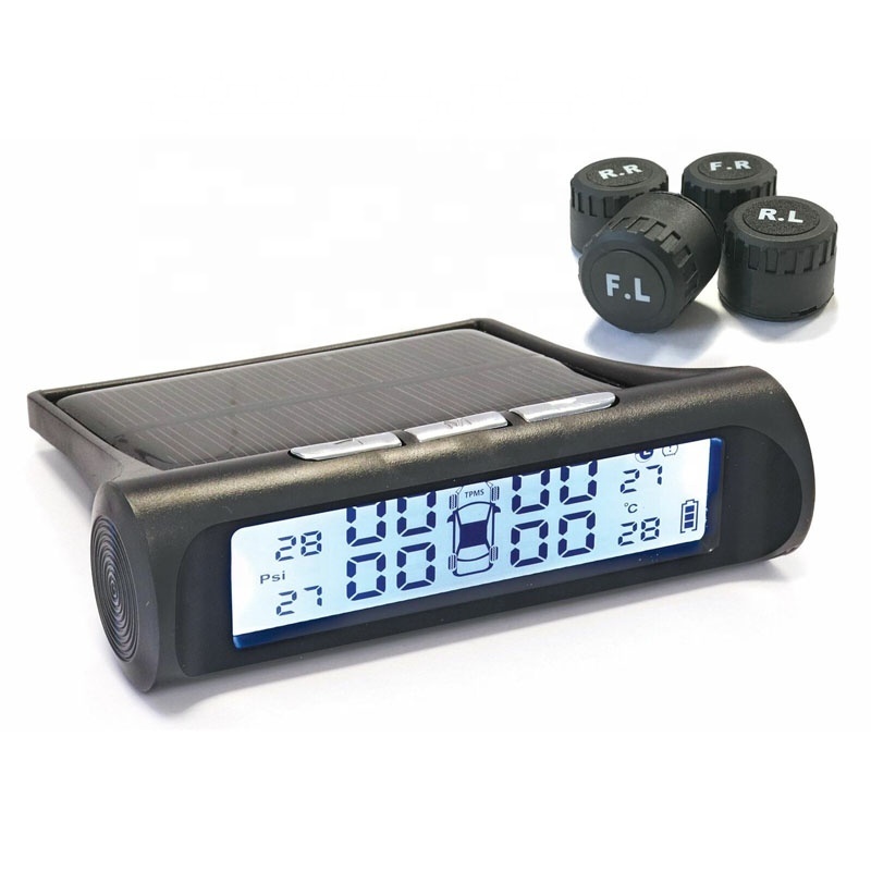 Black/White Display Car TPMS Tire Pressure Monitoring System LCD Display Solar External Sensor PSI Unit Car and truck TPMS