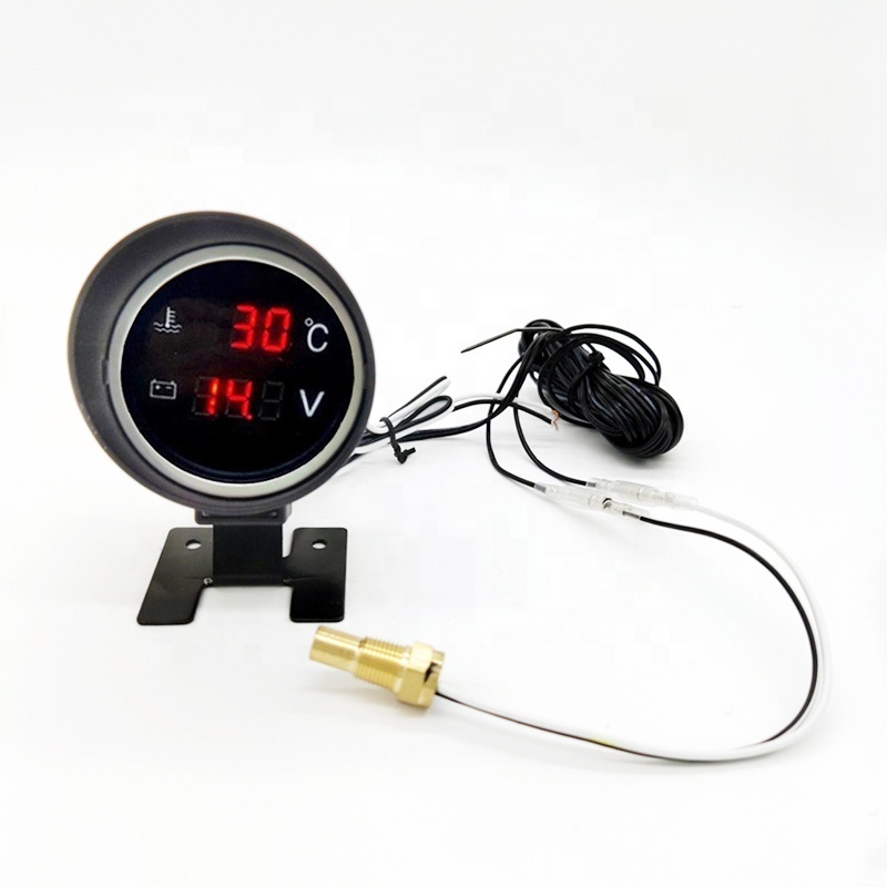 10 14 16 17 21mm Car Water Temp Gauge Voltmeter DC 12/24V Car Temperature Sensor Universal for Car Vehicle Truck Digital Gauge