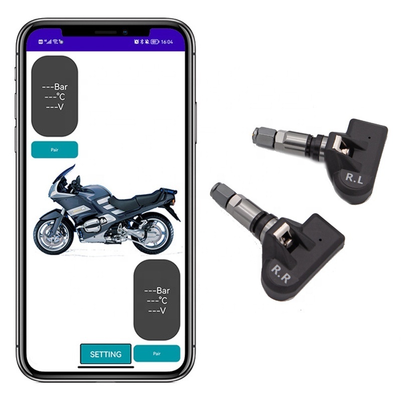 Tire Pressure Sensors Blueth 5.0 Motorcycle Car TPMS Motor Monitor System With 2/4 External Internal Sensors For IOS Android APP