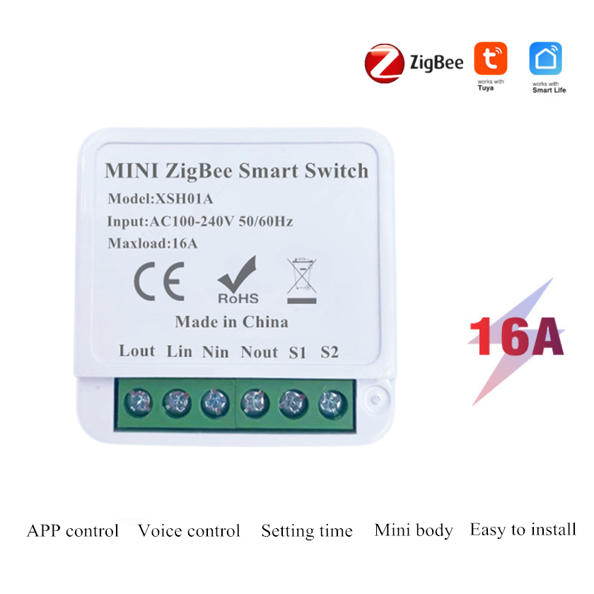 16A Tuya Zigbee Wifi Light Smart Home Automation Module Mini Smart Wifi Switch Support with Alexa Google Home Smart Life App