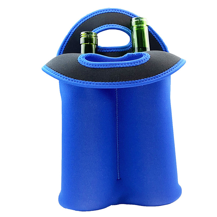 Neoprene Tote Wine Soft Cooler Bag 2 Pack Bottle Holder Thermal Insulated Beer Bags for Travel Picnic Carry Cooler