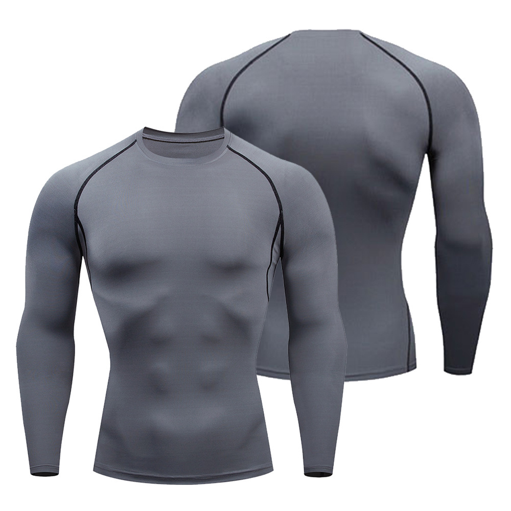 Custom Logo Lightweight Long Sleeve Compression Shirts Sports Gym Mens Running Tights Quick Dry Modest Sportswear Shirts