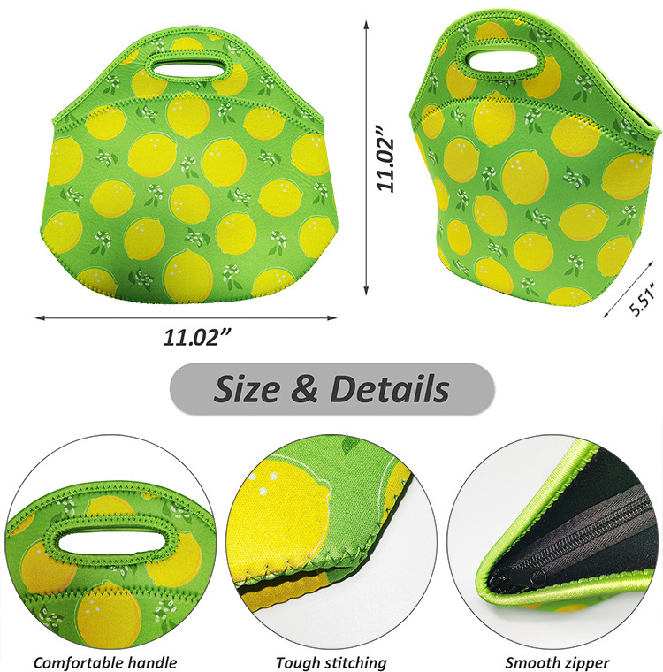 Thermal Insulated Lightweight Easy Carry Lunch Food Storage Cooler Bag Neoprene Lunch Tote Bag for Adults Kids