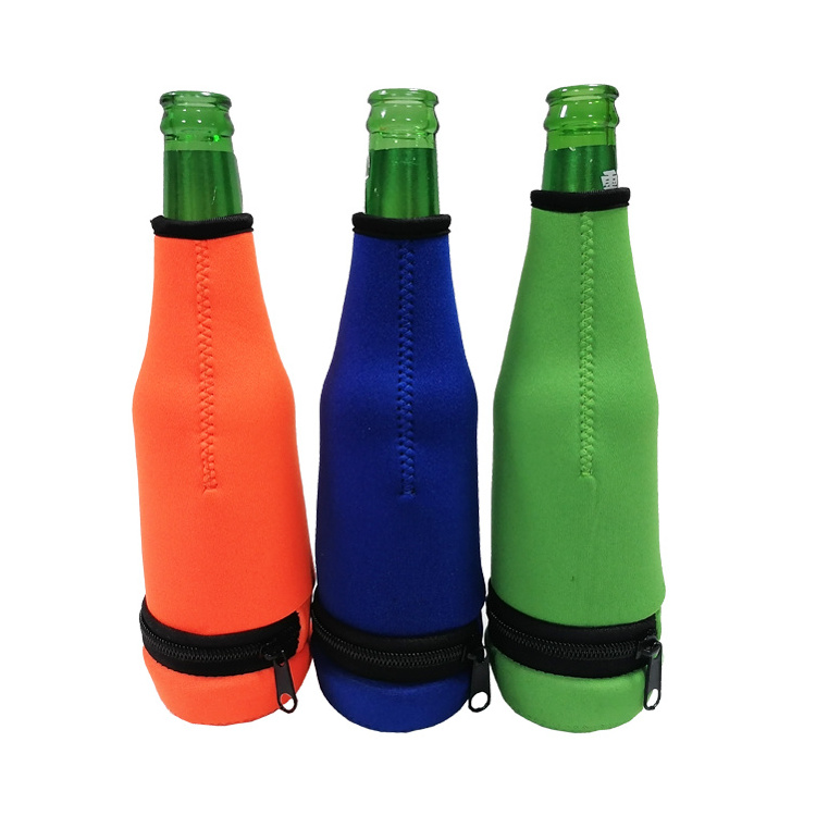 Insulated Wine Glass Holder Keep Cold Neoprene Durable Zippeer Cover Sleeve Beer Bottle Carrier Pouch Cooler