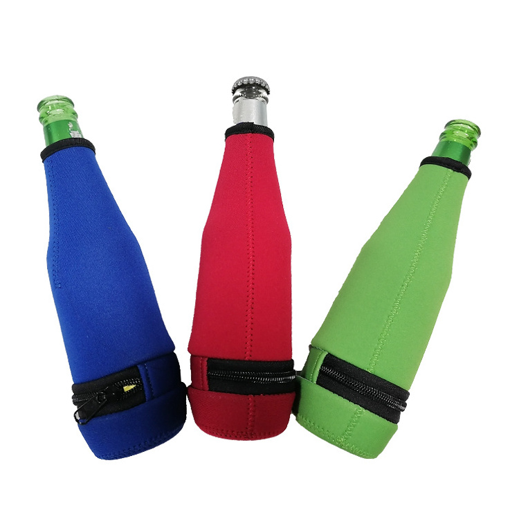 Insulated Wine Glass Holder Keep Cold Neoprene Durable Zippeer Cover Sleeve Beer Bottle Carrier Pouch Cooler