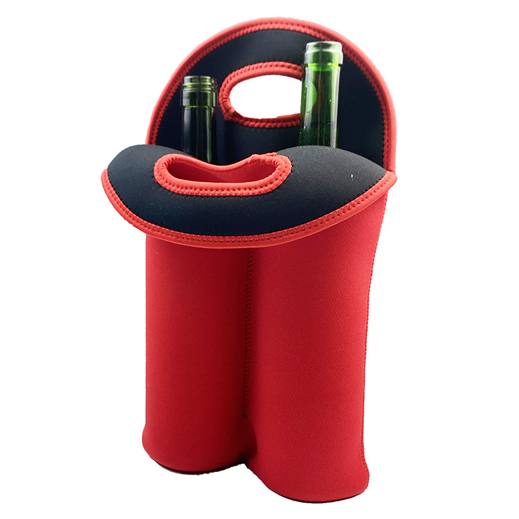 Neoprene Tote Wine Soft Cooler Bag 2 Pack Bottle Holder Thermal Insulated Beer Bags for Travel Picnic Carry Cooler