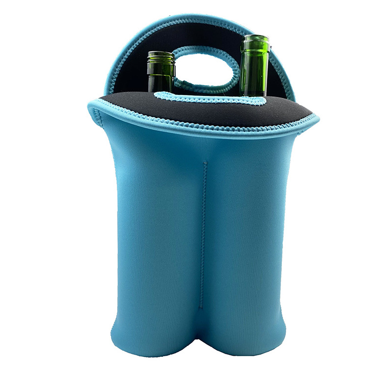 Neoprene Tote Wine Soft Cooler Bag 2 Pack Bottle Holder Thermal Insulated Beer Bags for Travel Picnic Carry Cooler