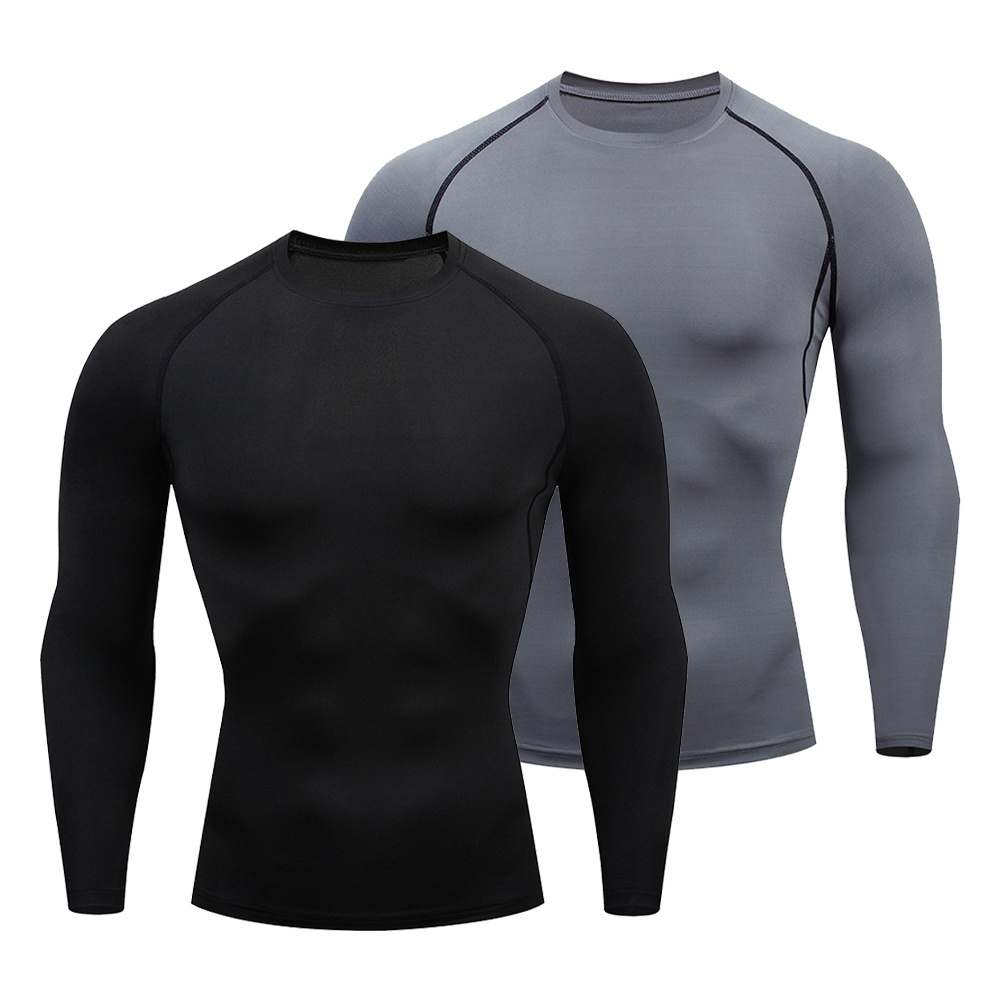 Custom Logo Lightweight Long Sleeve Compression Shirts Sports Gym Mens Running Tights Quick Dry Modest Sportswear Shirts