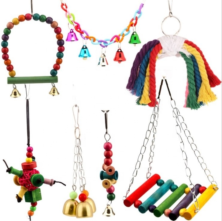 Hot Selling Parrot Swing Toy Pet Bird Cage Hammock Hanging Chew Toys for Small Parakeets