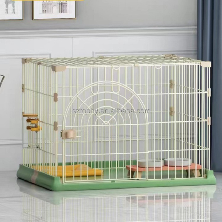 Wholesale dog crate with wheels Bold pet cage small medium and large dog cat rabbit indoor iron cage kennel