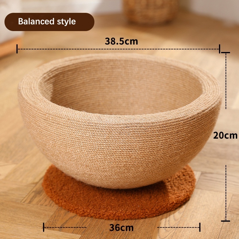 Natural Sisal Rope Rounded Bowl Cat Bed Scratcher Board Kitten Sleeping Playing Bed Pet House Nest Cat Accessories