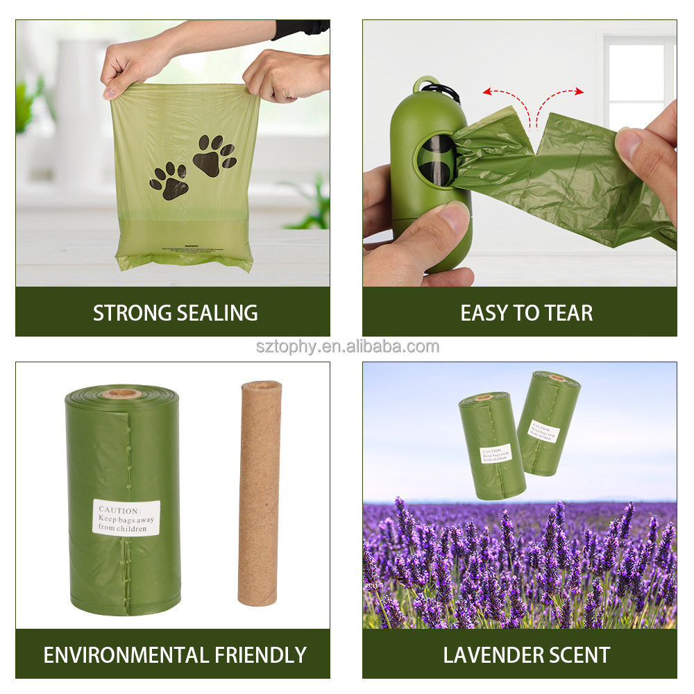 Pet Supplies Lavender Scented Dog Waste Bags for All Dogs, Leak Proof and Strong Dog Poop Bags with Dispenser Clips