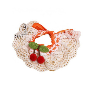 Cute Cherry Lace Cat Dog Necklace Pet Bandana for Small Medium Cat Collar Pet Accessories