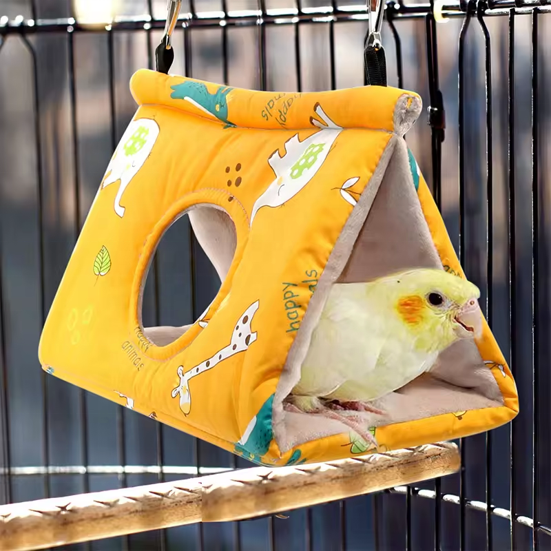 Hot Selling Soft Warm Cotton Hanging Parrot bird tent hammock triangle nest house with station stick hammock