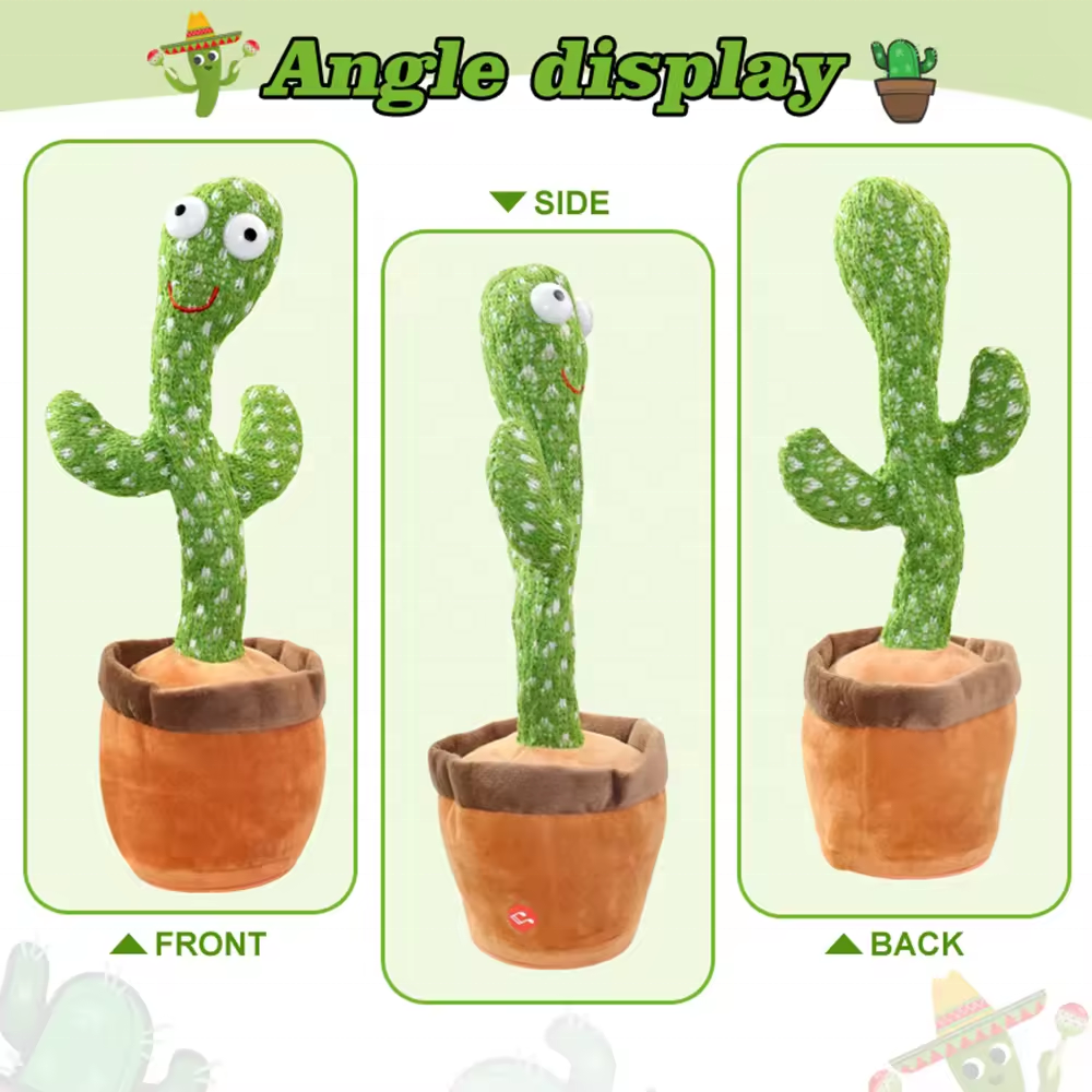 Dancing Cactus Repeat Talk Interactive Dog Toys Electronic Pet Plush Toy Sing Record Battery USB Charge Pet Child Christmas Gift