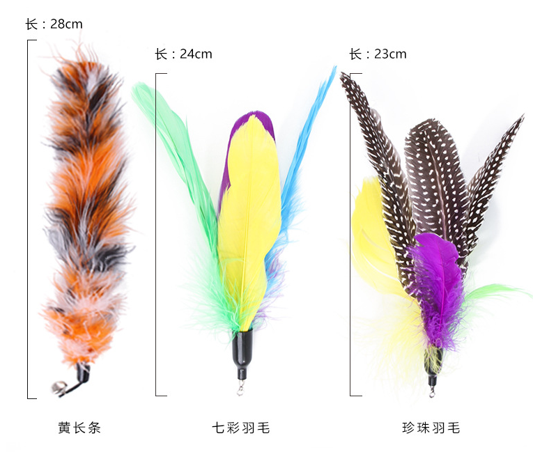 Wholesale Eco friendly Cat Toys 12-pack Cat Feather Kitten Toys Kit Teaser Wand Cat Toys Set Pack.