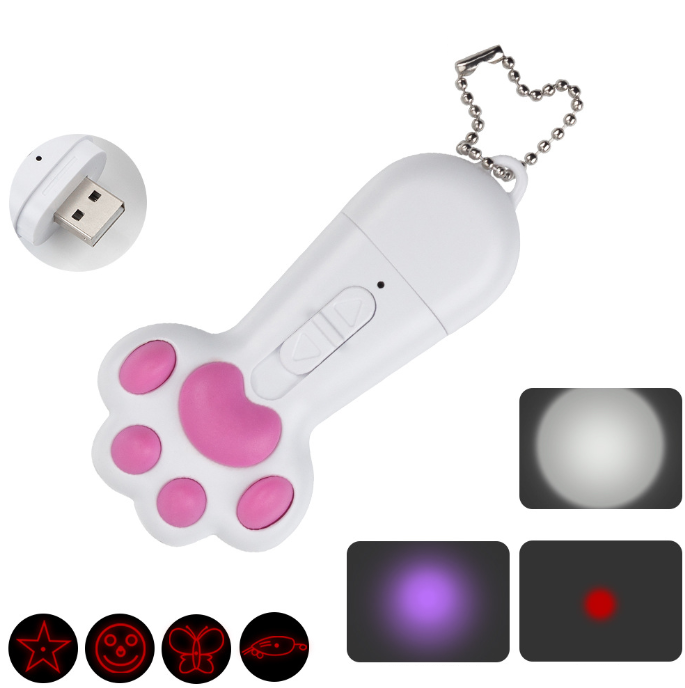 Rechargeable USB 3 In 1 Pet Cat Laser Pointers Cat Laser cat laser toy automatic With Flashlight UV Light